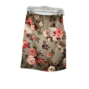 Kasper‎ 100% Silk Skirt Floral Roses Sz 8P Straight Romance Coquette Grandmacore